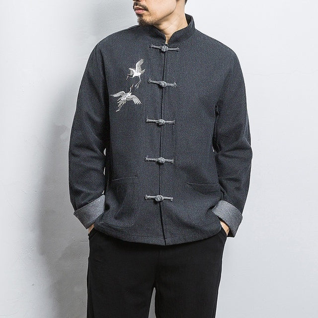 Men's Traditional Chinese Tangzhuang Jacket with Collar
