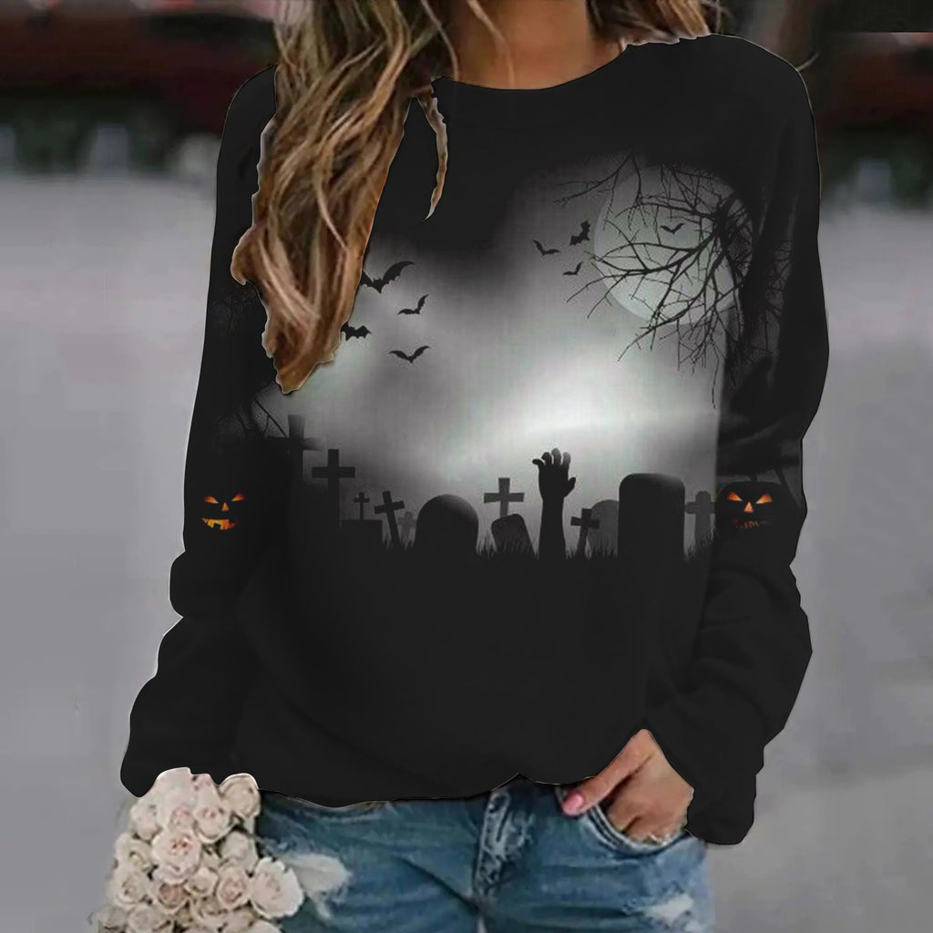 Women's Halloween Graphic Raglan Sleeve Sweater