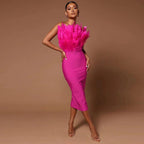 Feather Tube Top Slim Fit Bandage One-Piece Dress