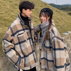 Men's Thick Woolen Plaid Coat - Retro Oversized Jacket