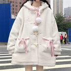 Preppy Cute Cartoon Print Hooded Sweater for Girls