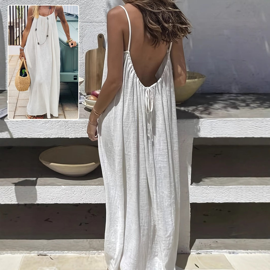 Boho Spaghetti Strap Backless Maxi Dress