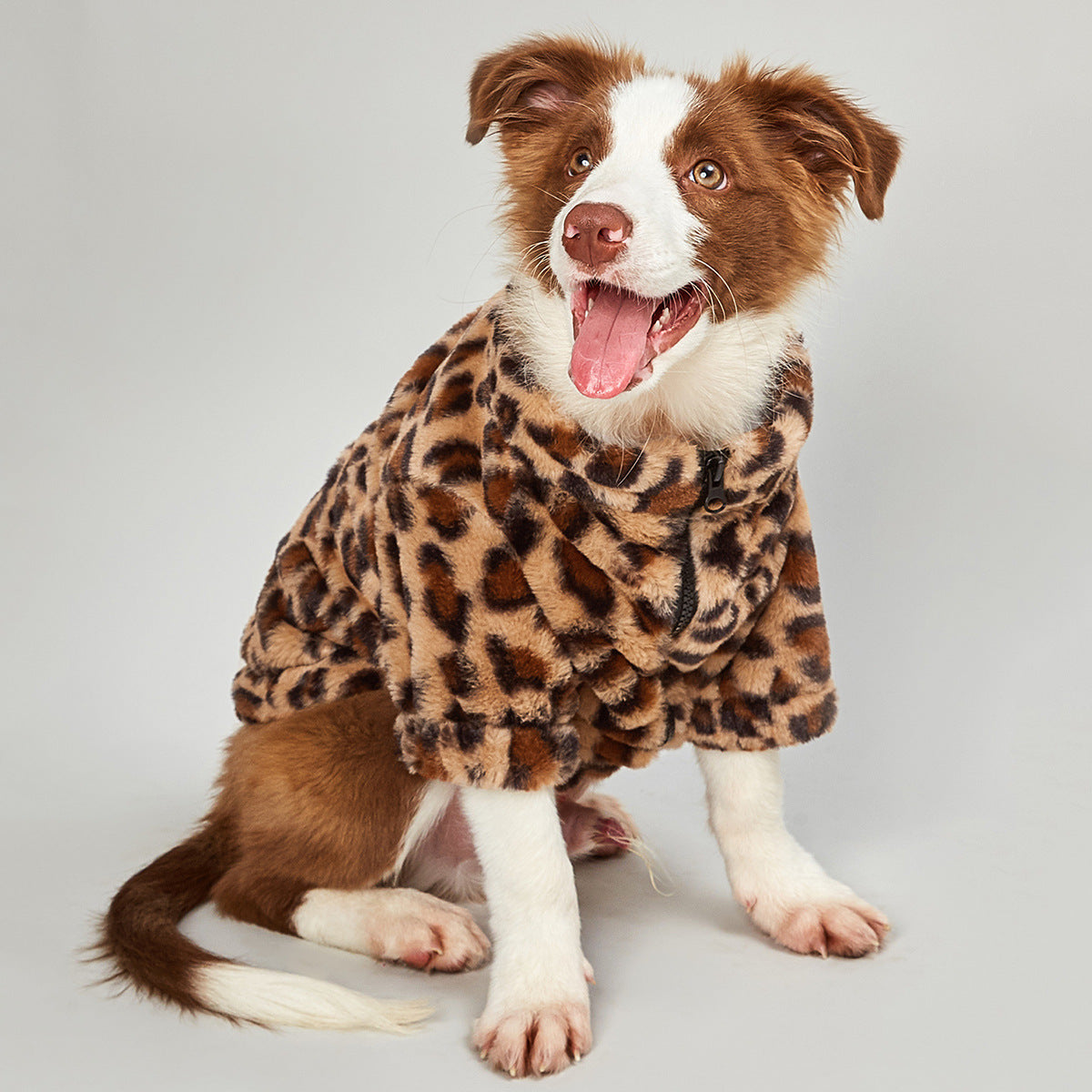 Warm Leopard Print Dog Jacket