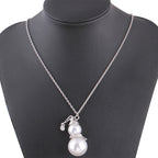 Long Sweater Chain with Pearl Snowman Pendant Necklace