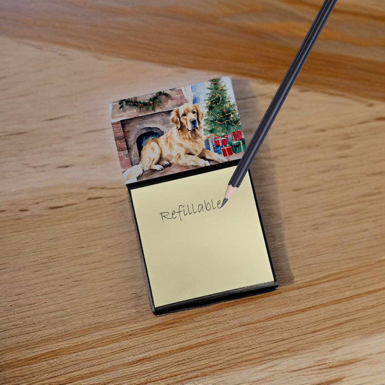 Golden Retriever Cozy Christmas Sticky Note Holder