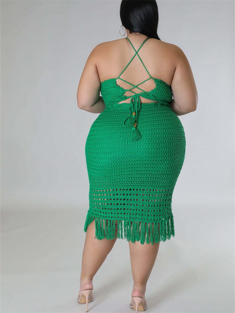 Plus Size 2-Piece Skirt Set with Crop Top and Maxi Skirt