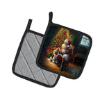 Cavalier Spaniel and Santa Claus Pair of Pot Holders