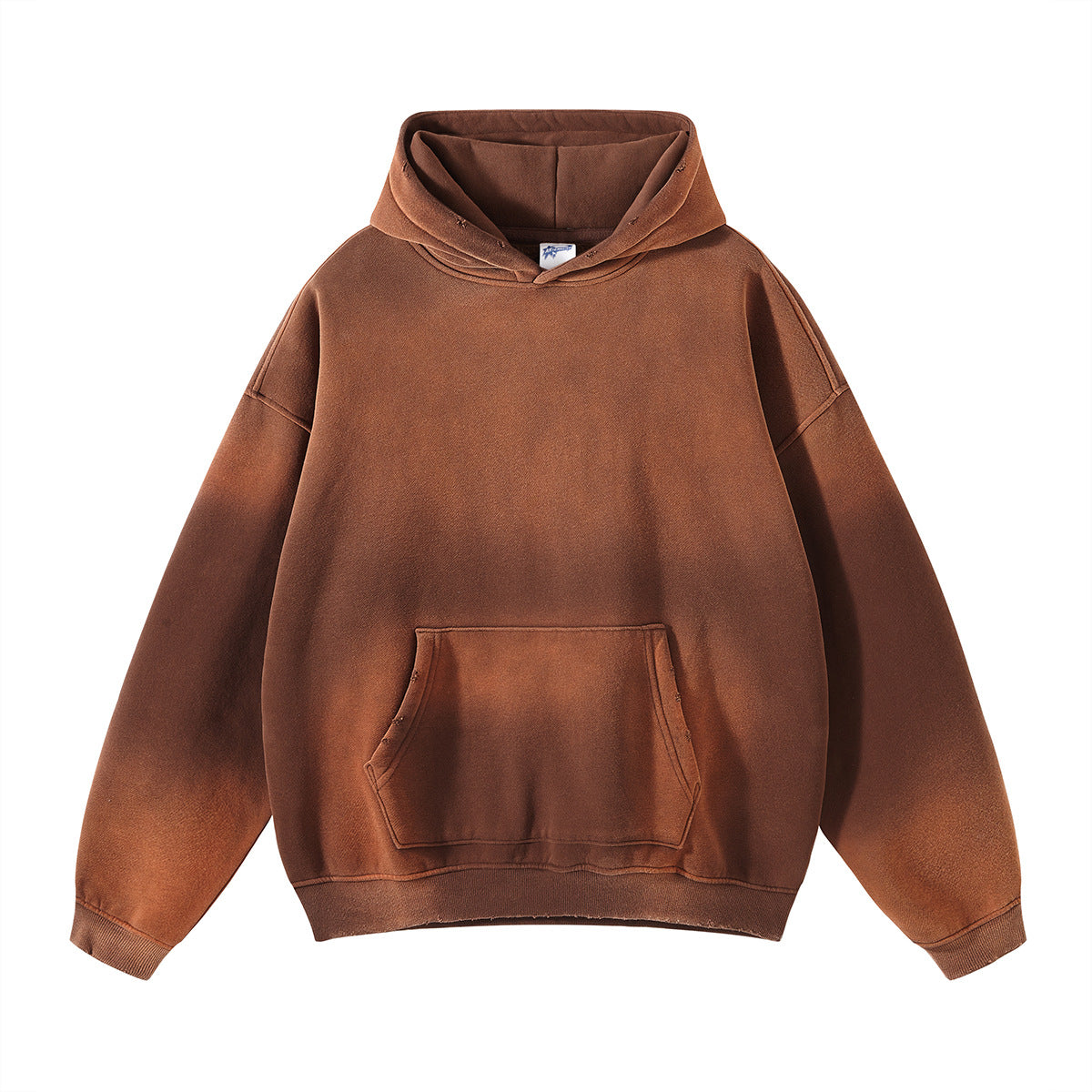 Hooded Sweater with Thick Fur and Spray Dyed Finish