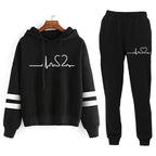 Cardiogram Love Printed Hooded Sweater Set