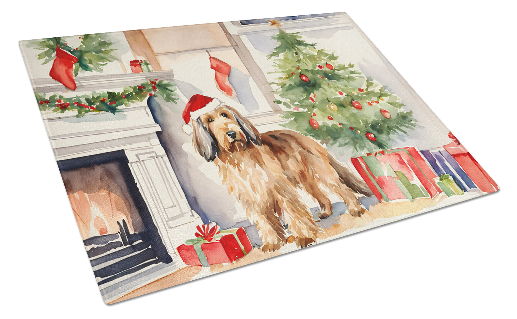 Otterhound Cozy Christmas Glass Cutting Board