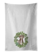 Dachshund Chocolate and Tan Christmas Wreath Kitchen Towel Set of 2