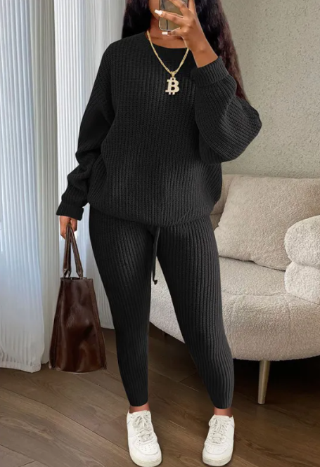Fashionable Knitted Wool Trousers Suit