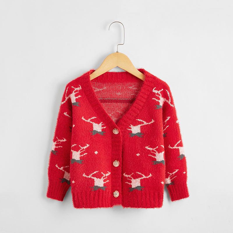 Cute Cartoon V-Neck Sweater for Kids (Small/Medium)