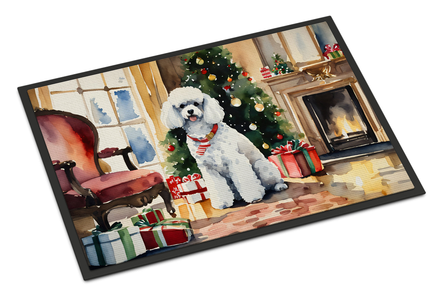 Poodle Cozy Christmas Doormat