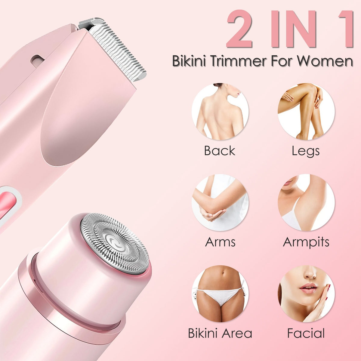 2-in-1 Cordless Bikini Trimmer for Women