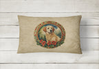 Kuvasz Christmas Flowers Throw Pillow