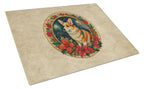 Corgi Christmas Flowers Glass Cutting Board