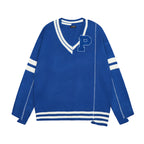 Blue RAF SIMONS Oversized V-neck Wool Sweater for All