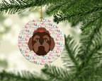 Russian Lapdog Merry Christmas Ceramic Ornament