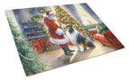 Collie and Santa Claus Glass Cutting Board