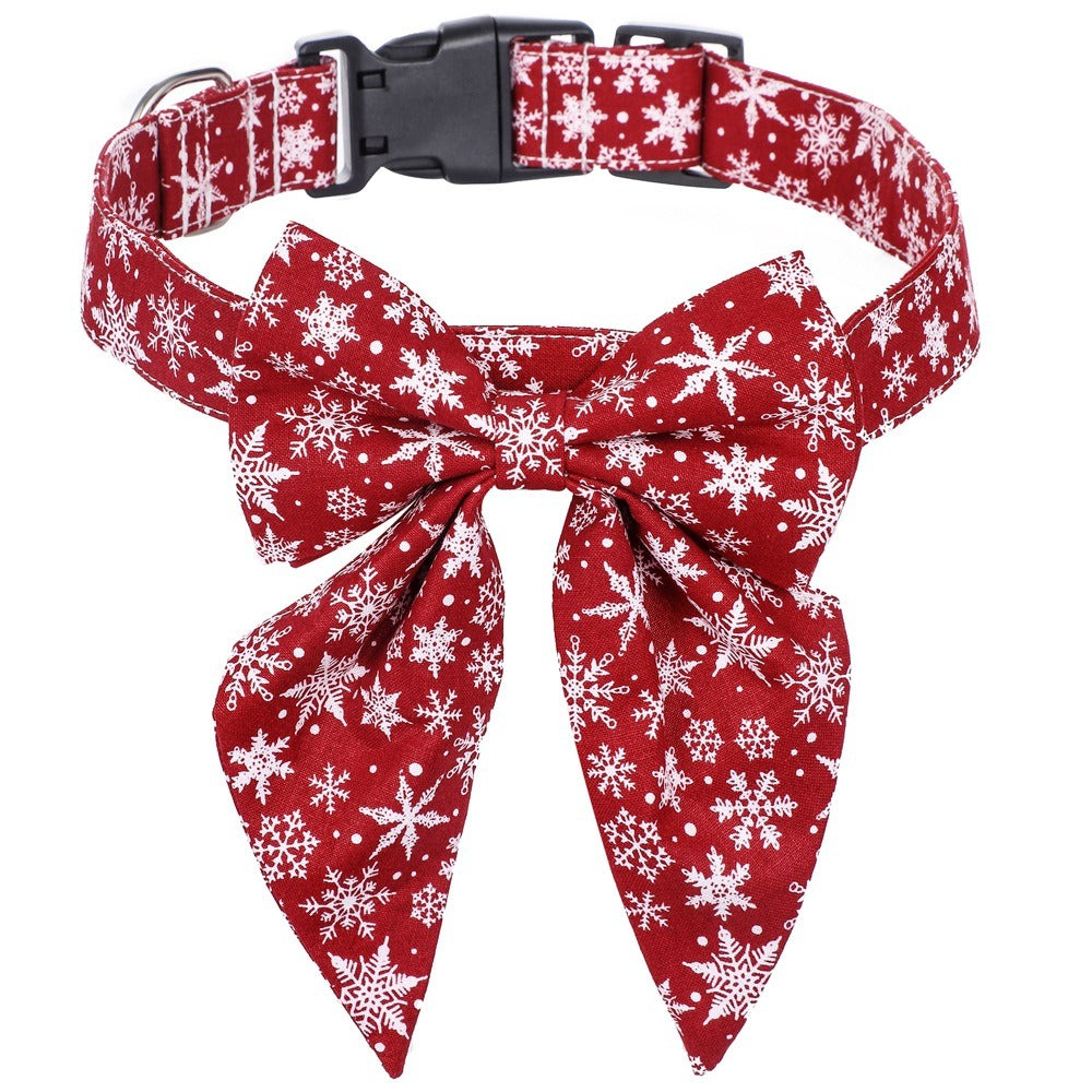 Christmas Plaid Dog Collar Bow Tie