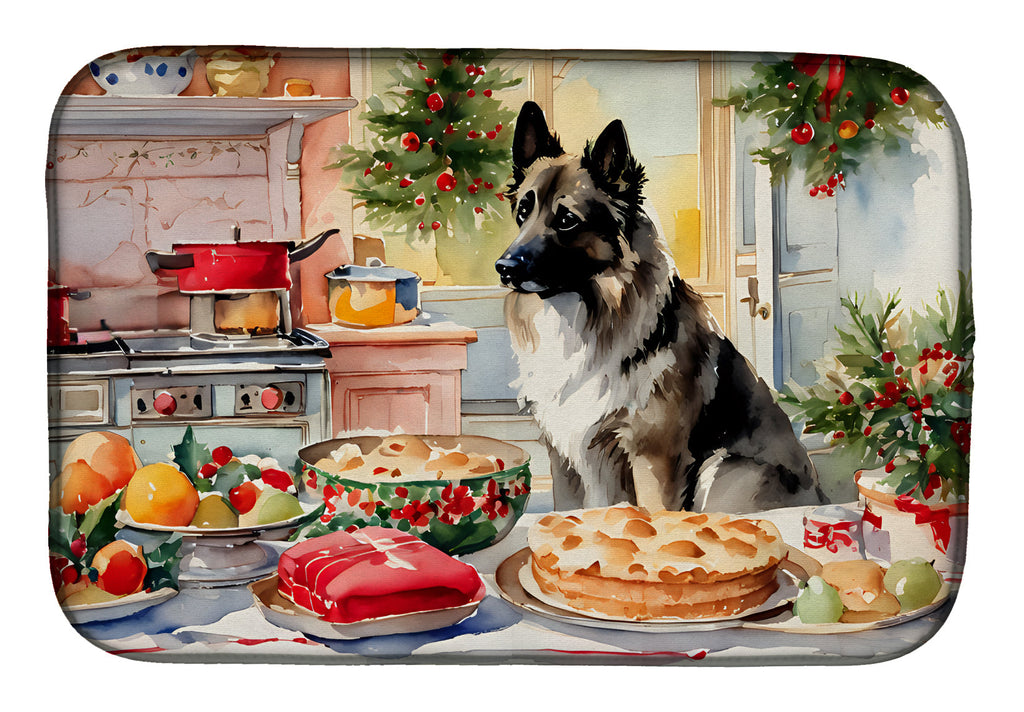 Norwegian Elkhound Christmas Cookies Dish Drying Mat