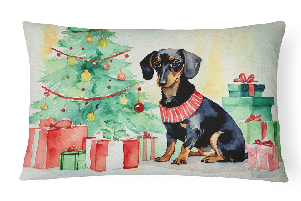 Black and Tan Dachshund Christmas Throw Pillow