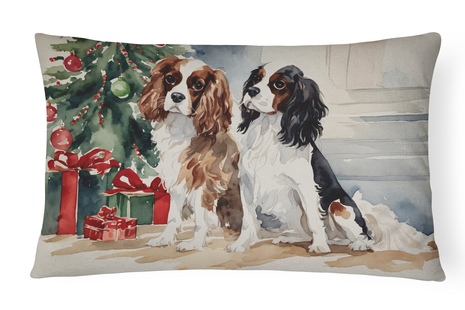 Cavalier Spaniel Christmas Throw Pillow