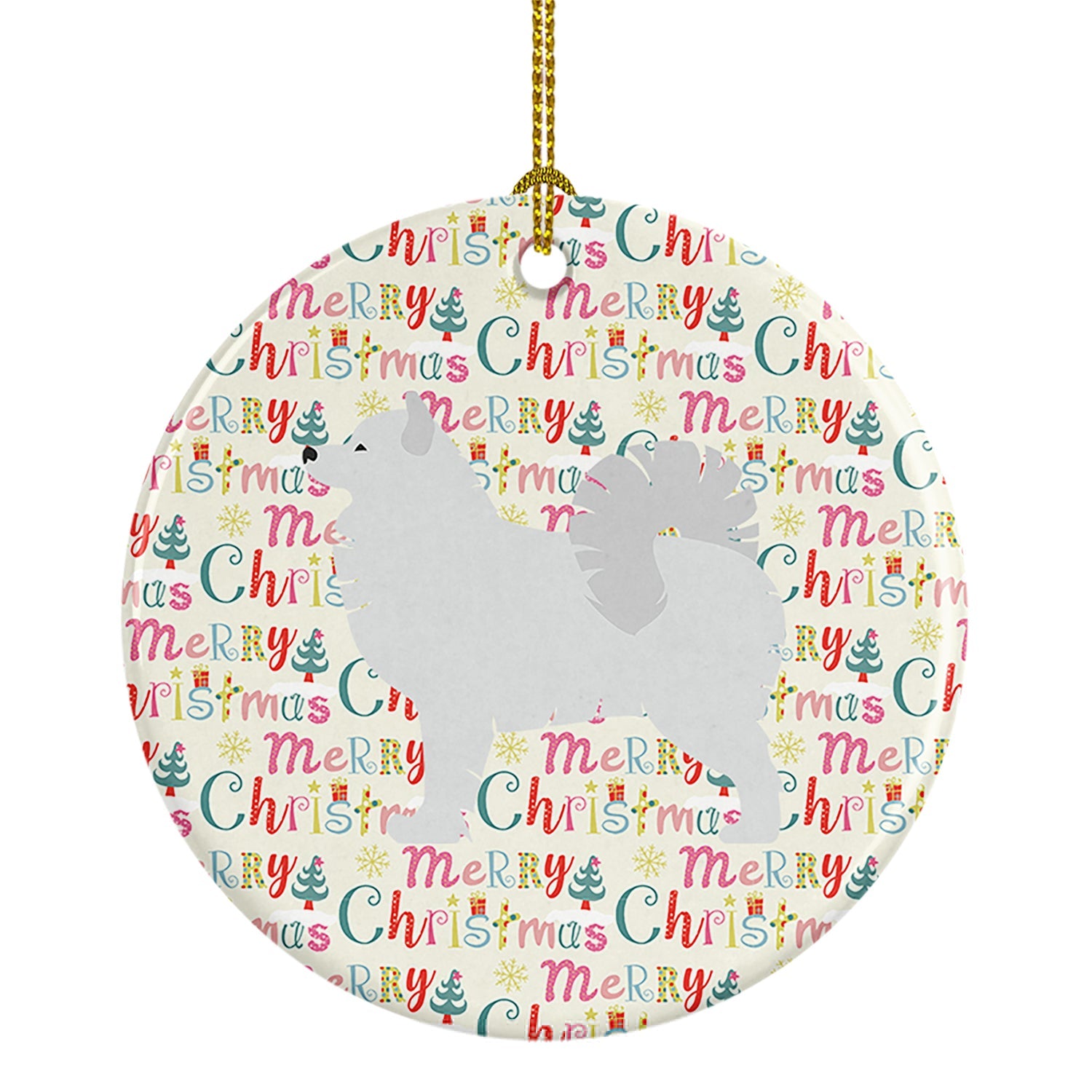 Samoyed Merry Christmas Ceramic Ornament