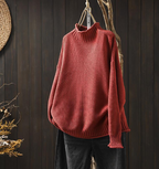 Laila™ Women's Retro Red Knit Sweater for Fall 2023
