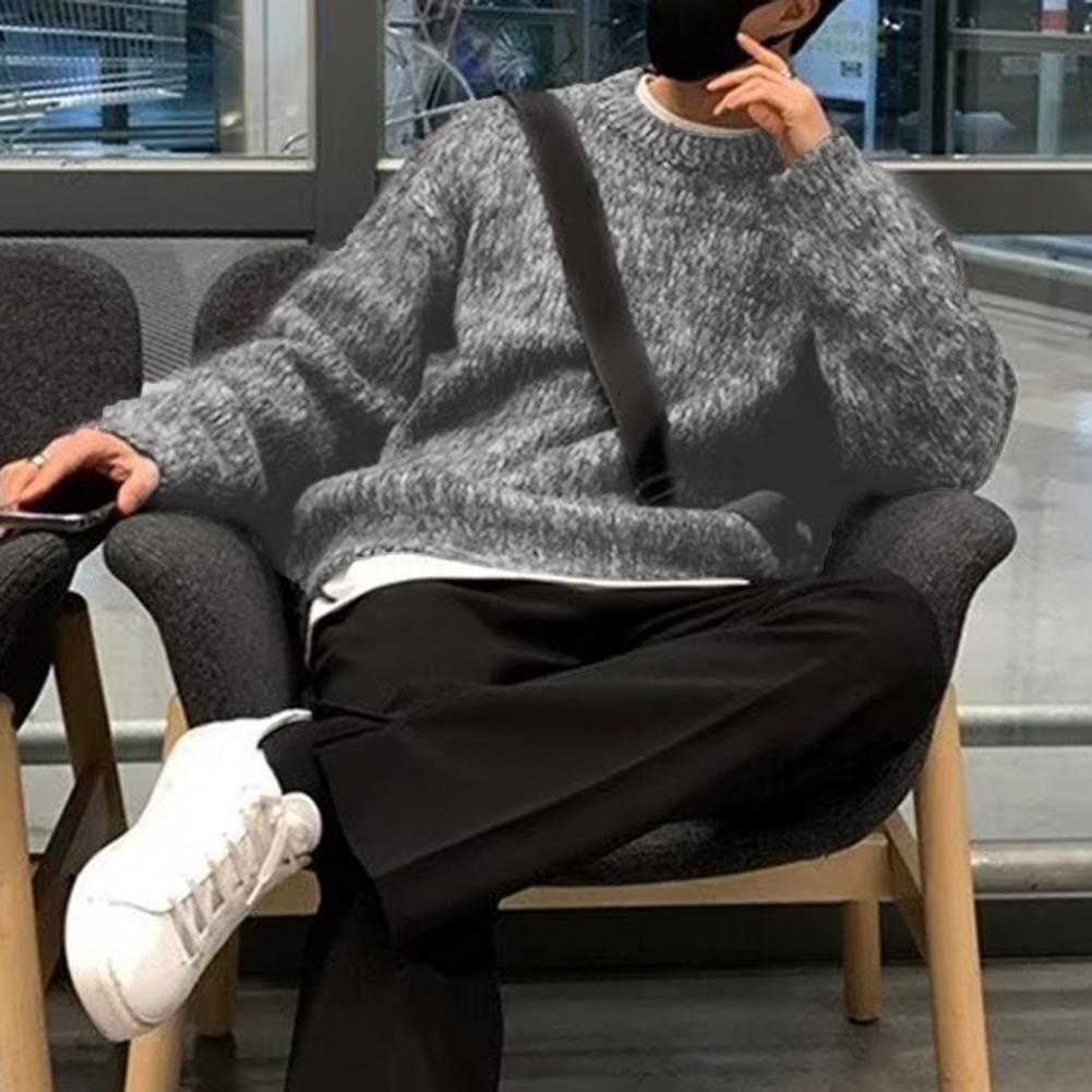 Thick Knitted Retro Round Neck Pullover Sweater for Men | Streetwear