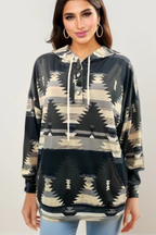 Women's Hooded Sweater Jacket with Fashion Print