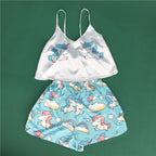 Satin Fox Print Cami and Shorts Pajama Set