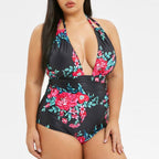 Plus Size High Waist Floral One-Piece Swimsuit for Women