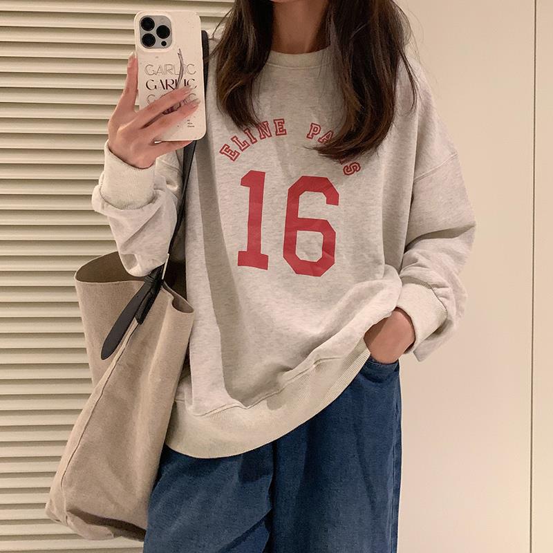 Women's Oversized Long Sleeve Letter Print Sweater