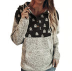 Christmas Print Hooded Pullover Sweater for Ladies | Streetwear