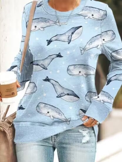 Printed Crew Neck Sweatshirt for Men and Women | Streetwear