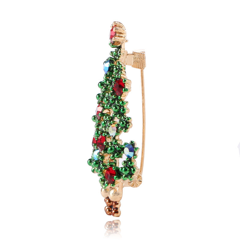 White Colorful Christmas Tree Brooch for Women