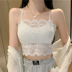 Chic Women's Lace Crop Tops - Summer Korean Style