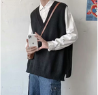 Men's V-neck Sleeveless Knit Sweater Vest for Autumn