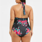 Plus Size High Waist Floral One-Piece Swimsuit for Women