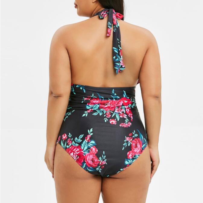 Plus Size High Waist Floral One-Piece Swimsuit for Women