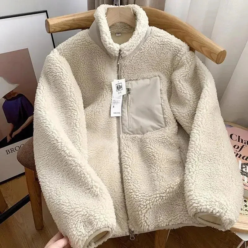 Japanese Fleece Stand Neck Jacket for Couples (Solid Color)