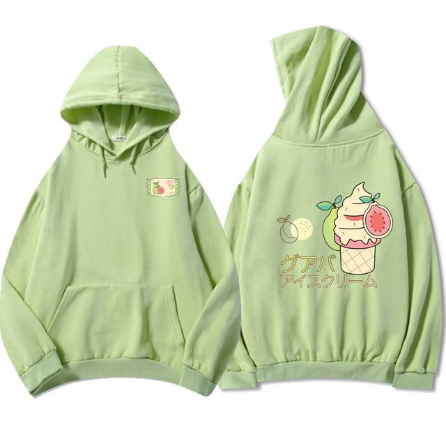 Ice Cream Pattern Casual Loose Ladies Hoodie Sweater | Streetwear