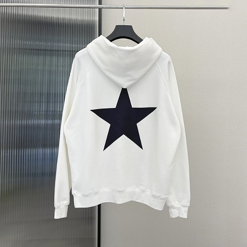 Y2K Aesthetic Star Print Hooded Sweatshirt for Men | Streetwear