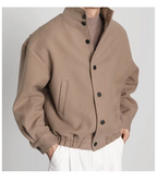 Men's Business Shirt Stand Collar Jacket Woolen Coat