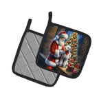 Bedlington Terrier and Santa Claus Pair of Pot Holders