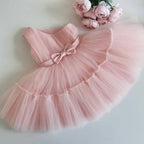 Tiered Tulle Bow-Front Princess Party Dress