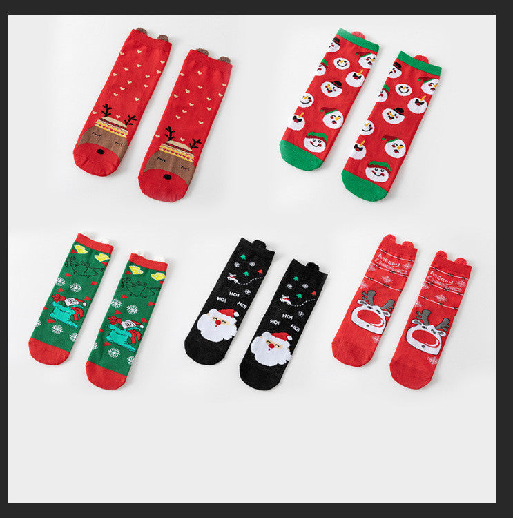 Funny Cartoon Christmas Socks with Stereo Ears for Ladies