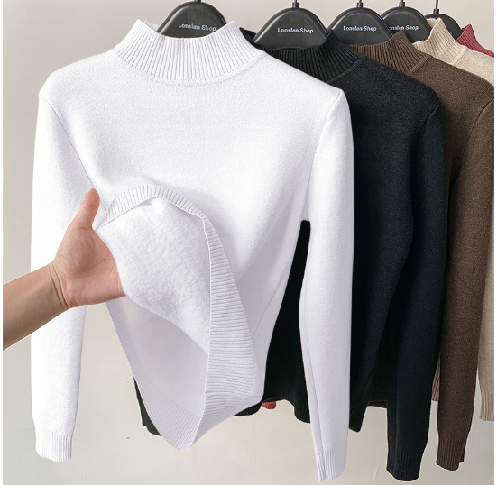 Women's Plush Sweater with High Neck (Single Piece)